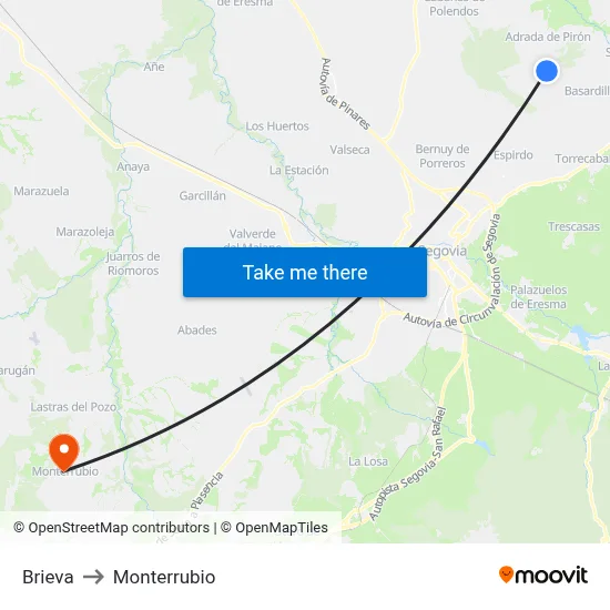 Brieva to Monterrubio map