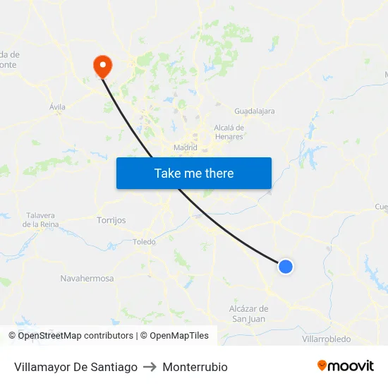 Villamayor De Santiago to Monterrubio map