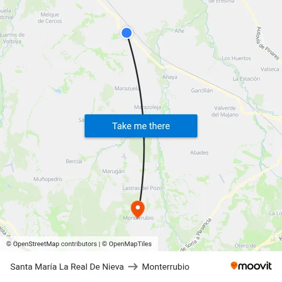Santa María La Real De Nieva to Monterrubio map