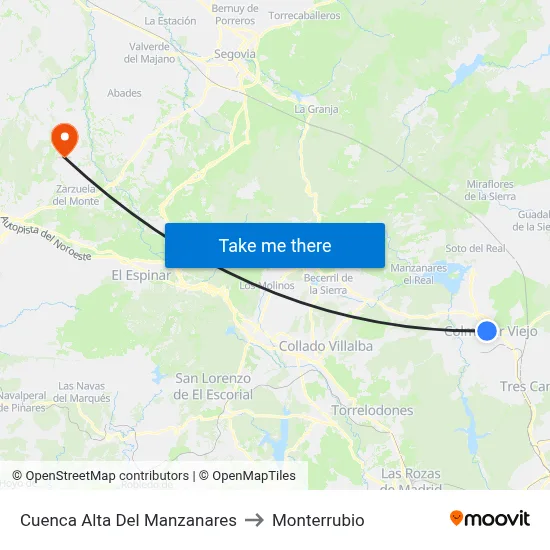 Cuenca Alta Del Manzanares to Monterrubio map