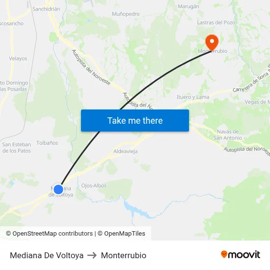 Mediana De Voltoya to Monterrubio map