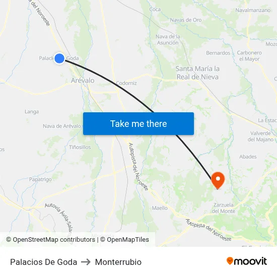Palacios De Goda to Monterrubio map