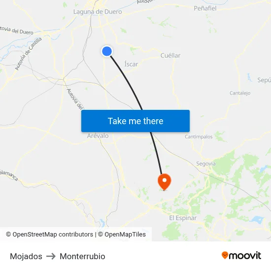 Mojados to Monterrubio map