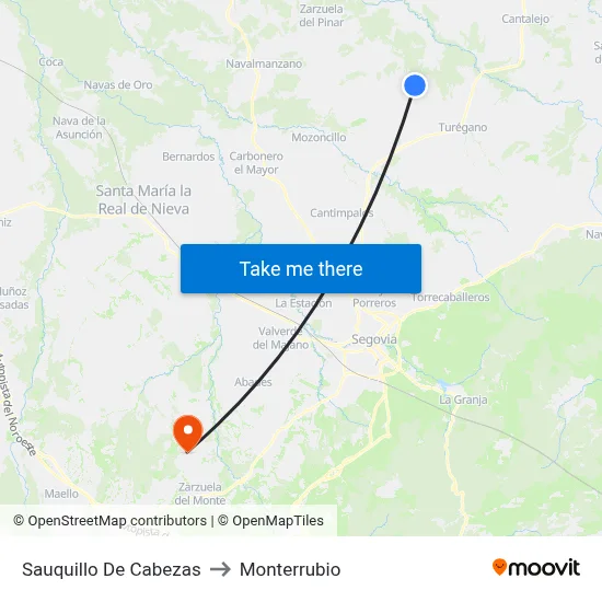 Sauquillo De Cabezas to Monterrubio map