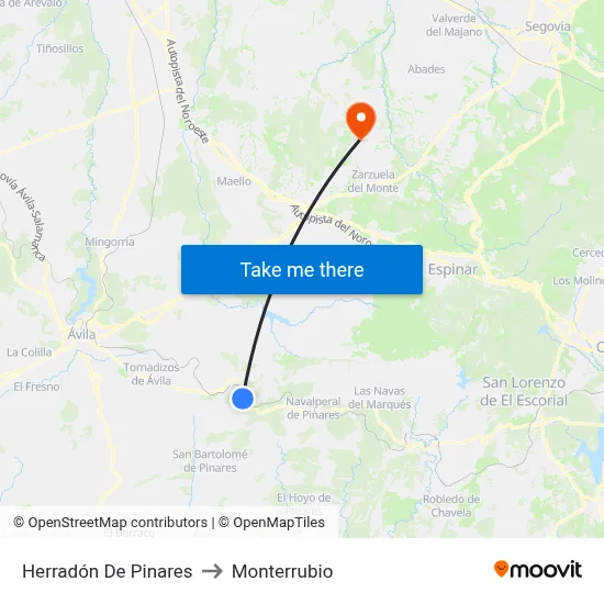 Herradón De Pinares to Monterrubio map