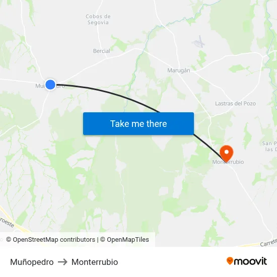 Muñopedro to Monterrubio map