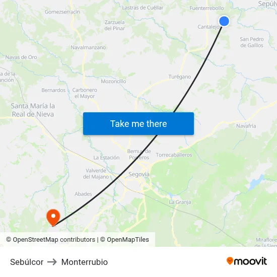 Sebúlcor to Monterrubio map