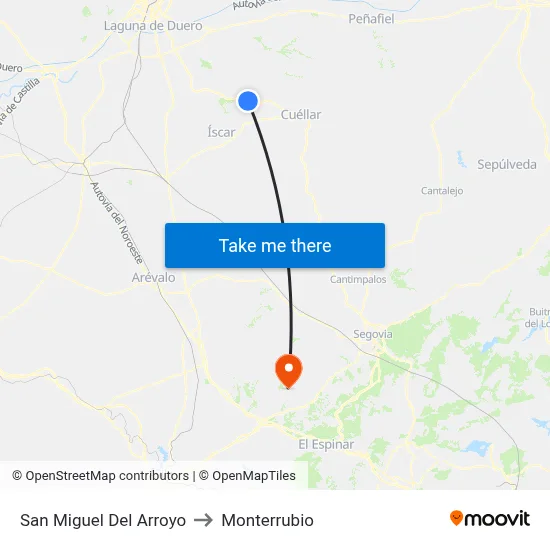 San Miguel Del Arroyo to Monterrubio map