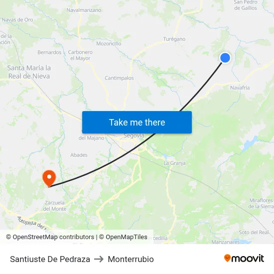 Santiuste De Pedraza to Monterrubio map