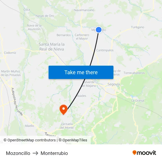 Mozoncillo to Monterrubio map
