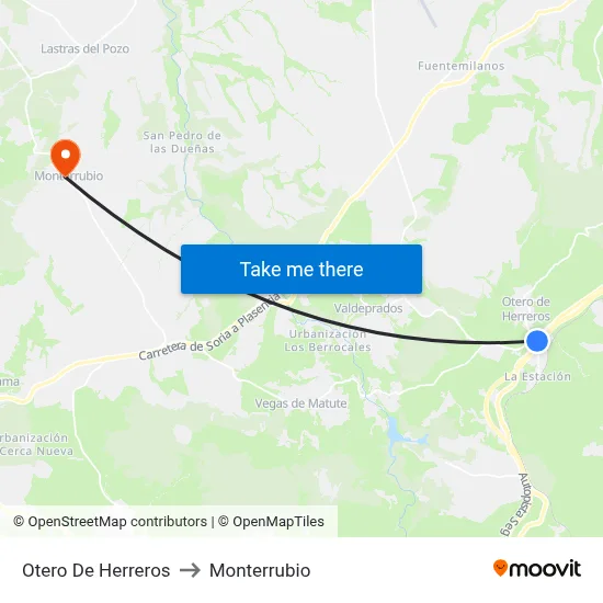 Otero De Herreros to Monterrubio map