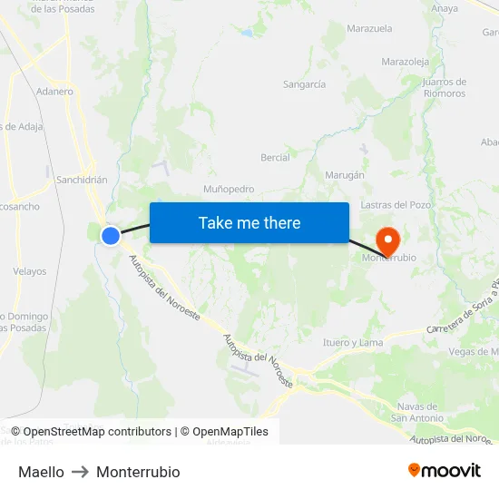 Maello to Monterrubio map