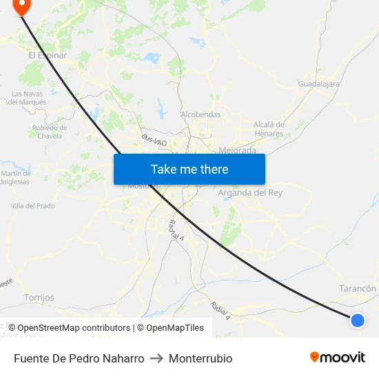 Fuente De Pedro Naharro to Monterrubio map
