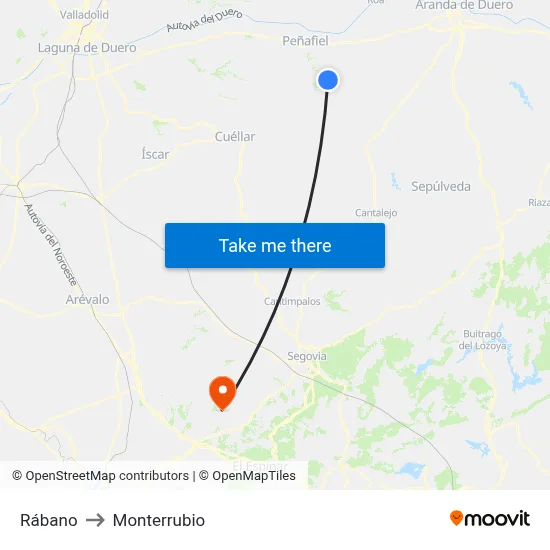 Rábano to Monterrubio map