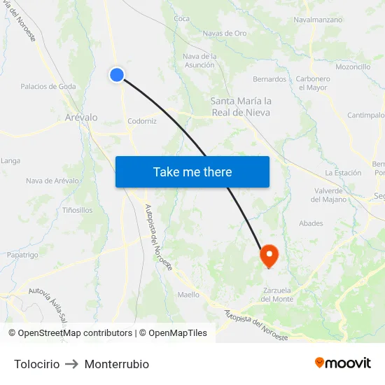Tolocirio to Monterrubio map