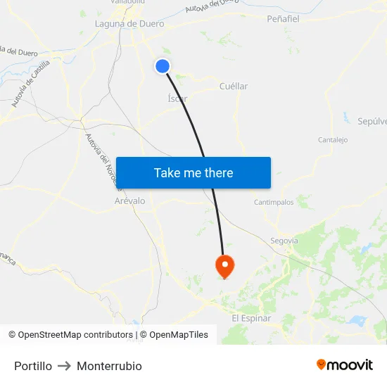 Portillo to Monterrubio map