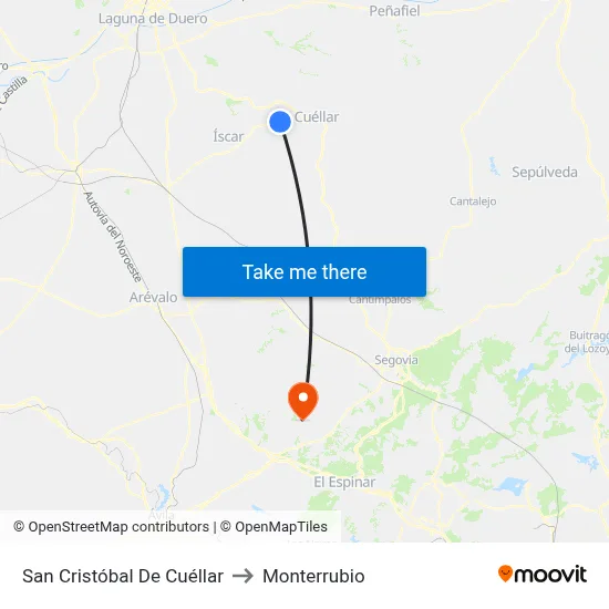 San Cristóbal De Cuéllar to Monterrubio map