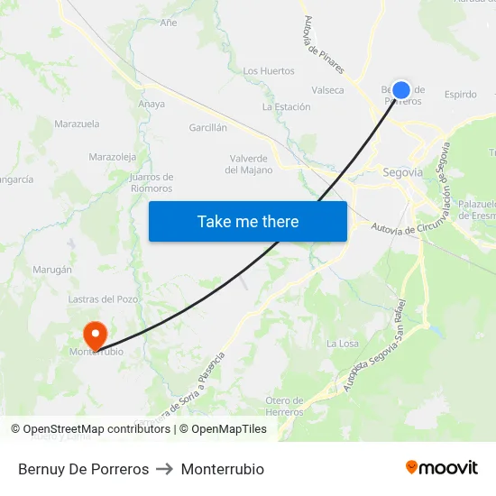 Bernuy De Porreros to Monterrubio map