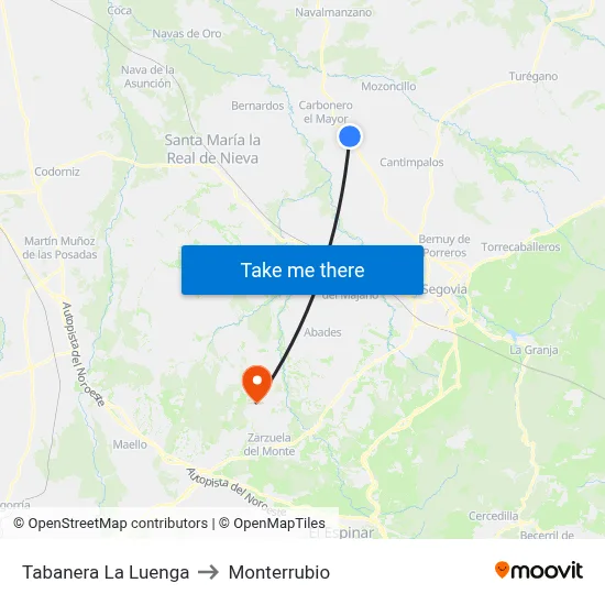 Tabanera La Luenga to Monterrubio map