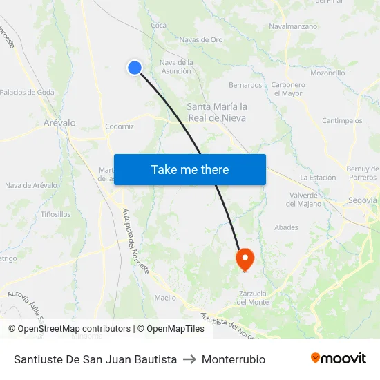 Santiuste De San Juan Bautista to Monterrubio map