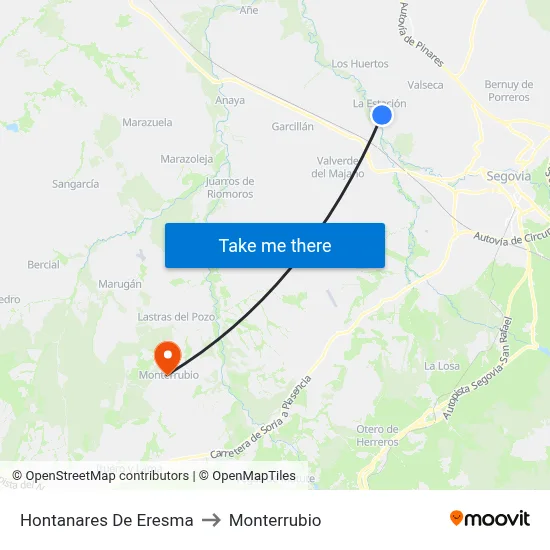 Hontanares De Eresma to Monterrubio map