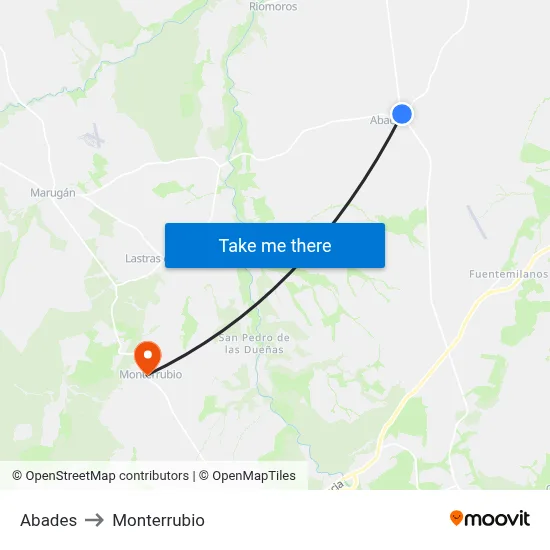 Abades to Monterrubio map