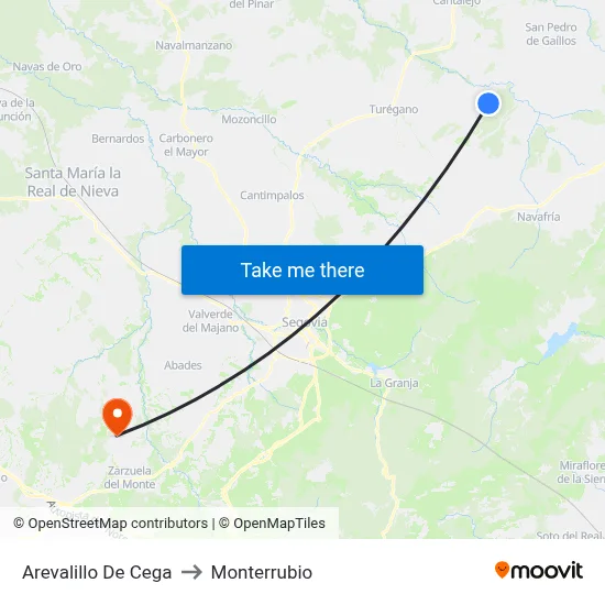 Arevalillo De Cega to Monterrubio map