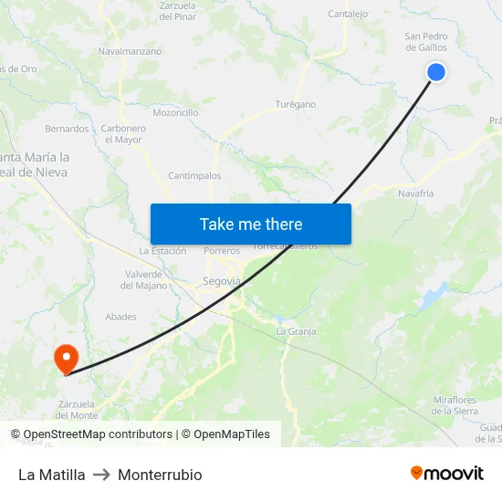 La Matilla to Monterrubio map