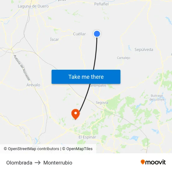 Olombrada to Monterrubio map
