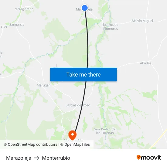 Marazoleja to Monterrubio map