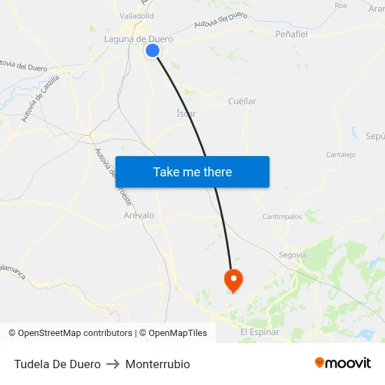 Tudela De Duero to Monterrubio map