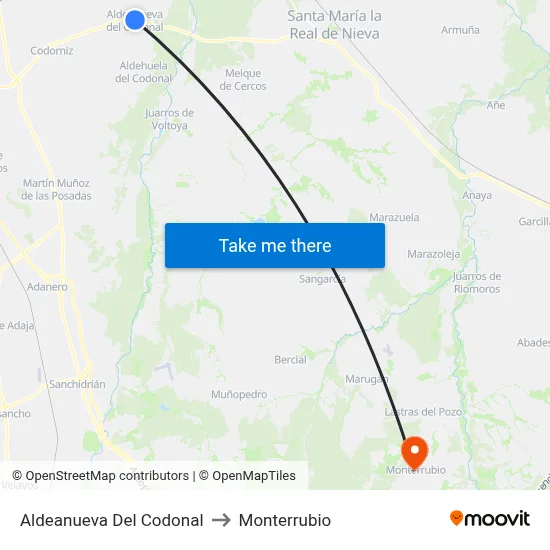 Aldeanueva Del Codonal to Monterrubio map