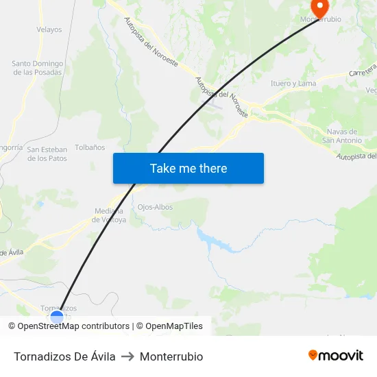 Tornadizos De Ávila to Monterrubio map