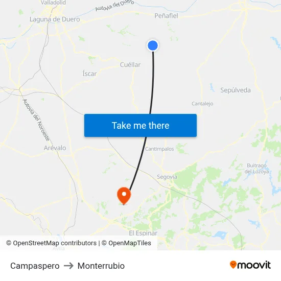 Campaspero to Monterrubio map
