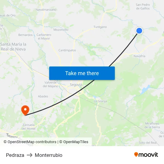 Pedraza to Monterrubio map