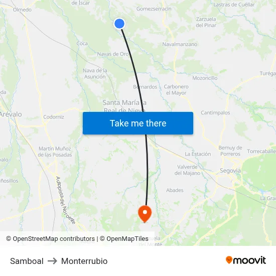 Samboal to Monterrubio map