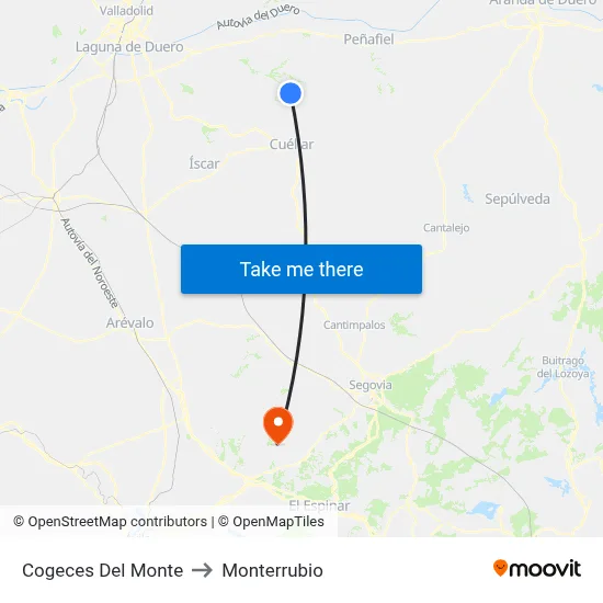 Cogeces Del Monte to Monterrubio map