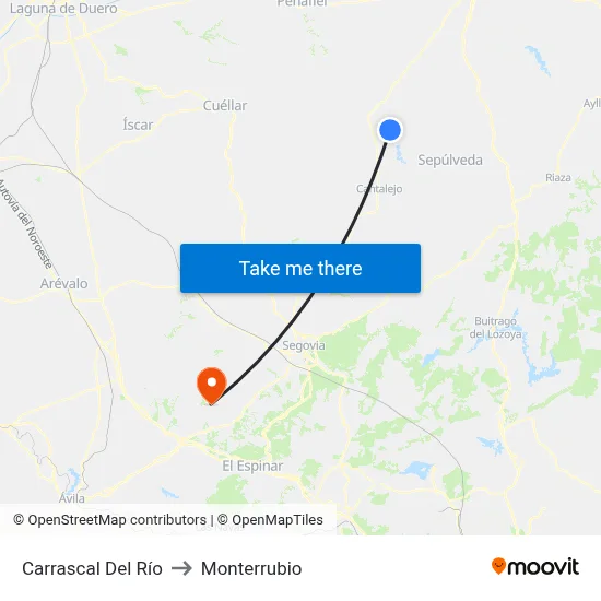 Carrascal Del Río to Monterrubio map