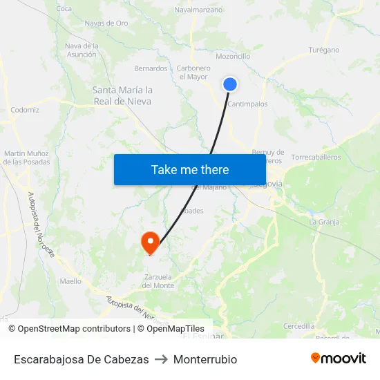 Escarabajosa De Cabezas to Monterrubio map