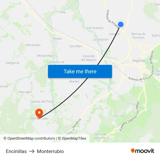 Encinillas to Monterrubio map