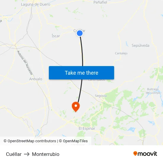 Cuéllar to Monterrubio map