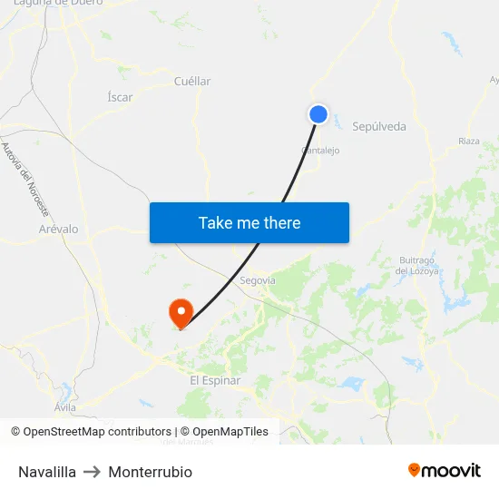 Navalilla to Monterrubio map