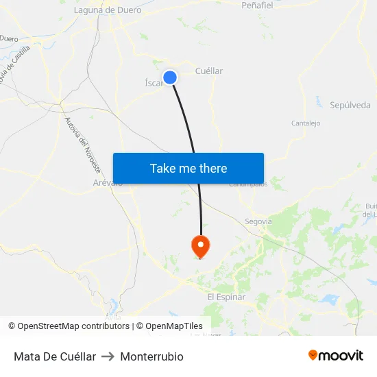 Mata De Cuéllar to Monterrubio map