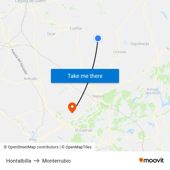 Hontalbilla to Monterrubio map