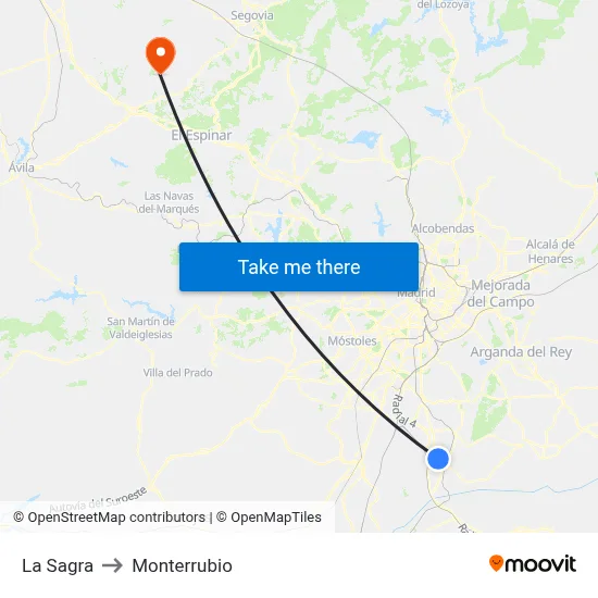 La Sagra to Monterrubio map