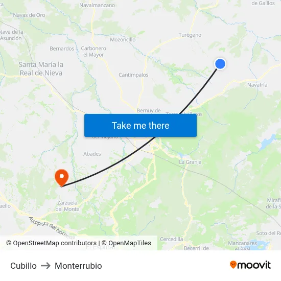 Cubillo to Monterrubio map