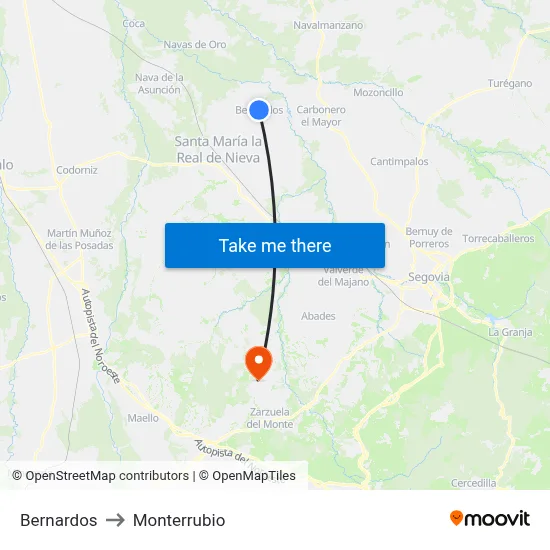 Bernardos to Monterrubio map