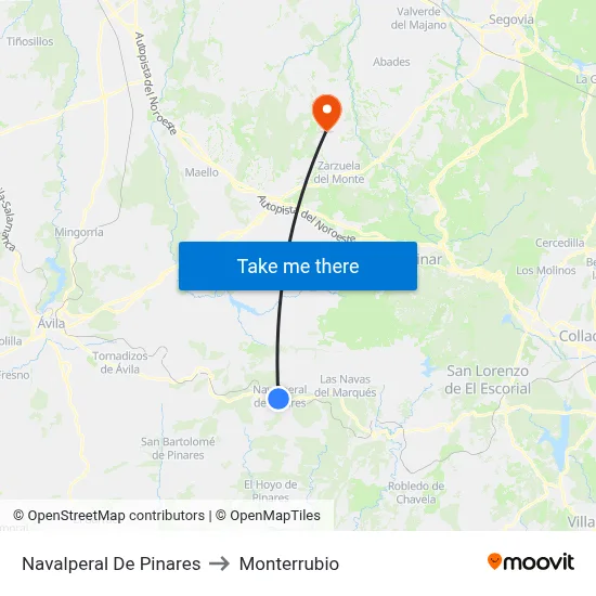 Navalperal De Pinares to Monterrubio map