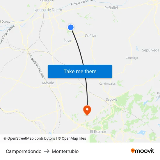 Camporredondo to Monterrubio map