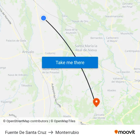 Fuente De Santa Cruz to Monterrubio map